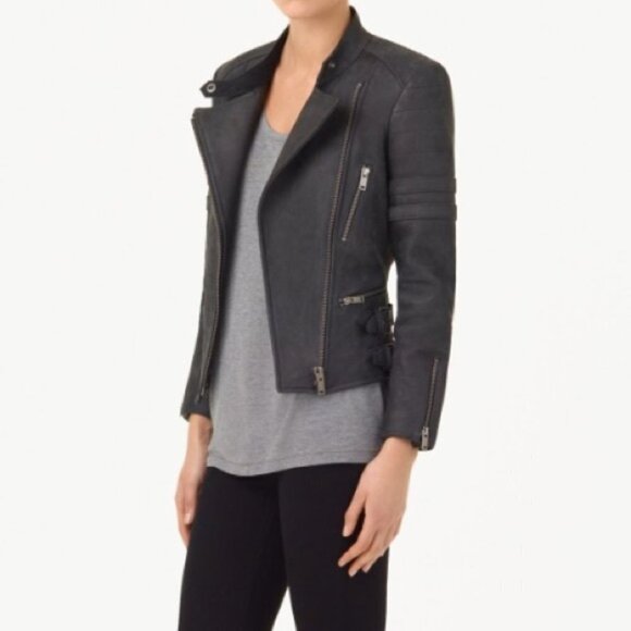 Aritzia Wilfred Free BOBINE Lambskin Moto Leather jacket - Picture 1 of 14